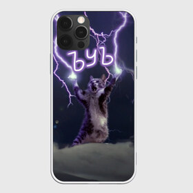 Чехол для iPhone 12 Pro Max с принтом ЪУЪ СЪУКА в Курске, Силикон |  | lightning cat | грозовой кошак | злой кот | кот | кошак | мем | мем с котом | молнии | облака | прикол | стиль | тренд | у | у ска | черный кот | черный кот мем | юмор