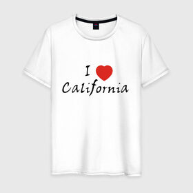 Мужская футболка хлопок с принтом I Love California в Курске, 100% хлопок | прямой крой, круглый вырез горловины, длина до линии бедер, слегка спущенное плечо. | Тематика изображения на принте: 