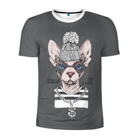 Мужская футболка 3D спортивная с принтом Криминальный кот в Курске, 100% полиэстер с улучшенными характеристиками | приталенный силуэт, круглая горловина, широкие плечи, сужается к линии бедра | breed | cat | chain | cool | decoration | dollar | gangster | hat | kitty | kote | logan | money | motto | pendant | rebel | rebellion | sphinx | text | бандит | бунтарь | девиз | деньги | доллар | киса | кот | котик | котэ | круто | кулон | логан | мяте 