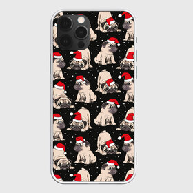 Чехол для iPhone 12 Pro Max с принтом Новогодние мопсы в Курске, Силикон |  | black | christmas | cute | dog | funny | hat | new year | pug | puppy | red | snow | white | winter | белый | зима | красный | мило | мопс | новогодний | новый год | пёс | прикольно | рождество | снег | собака | собакен | чёрный | шапка | щенок