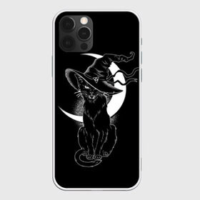 Чехол для iPhone 12 Pro Max с принтом Кошка колдунья в Курске, Силикон |  | black | cat | cl | crescent | fangs | halloween | hat | holiday | hunter | kitty | magic | month | moon | mystic | night | predator | white | witch | белый | ведьма | киса | клыки | когти | колдовство | кот | котэ | кошка | луна | магия | месяц | мистика 