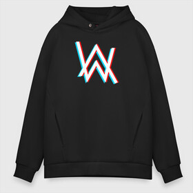 Мужское худи Oversize хлопок с принтом ALAN WALKER в Курске, френч-терри — 70% хлопок, 30% полиэстер. Мягкий теплый начес внутри —100% хлопок | боковые карманы, эластичные манжеты и нижняя кромка, капюшон на магнитной кнопке | Тематика изображения на принте: alan walker | aw | electro | electro music | glitch | music | space | алан уокер | космос | музыка | музыкант | электро | электронная музыка