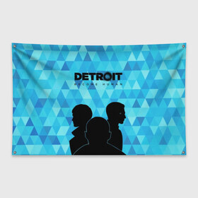 Флаг-баннер с принтом Detroit Become Human в Курске, 100% полиэстер | размер 67 х 109 см, плотность ткани — 95 г/м2; по краям флага есть четыре люверса для крепления | become human | connor | dbh | dbhpk19 | detroit | detroit city | абстракция | анимация | геометрия | детройт | игра | коннор | надпись | силуэт | стать человеком | текстура | треугольник | треугольники
