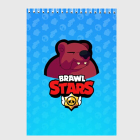 Скетчбук с принтом Bear - BRAWL STARS в Курске, 100% бумага
 | 48 листов, плотность листов — 100 г/м2, плотность картонной обложки — 250 г/м2. Листы скреплены сверху удобной пружинной спиралью | bear | brawl | bull | colt | crow | el primo | game | games | leon | moba | online | penny | poco | shelly | spike | star | stars | wanted | брав | бравл | браво | звезда | звезды | игра | игры | моба | онлайн | старс