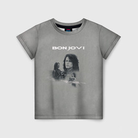 Детская футболка 3D с принтом Bon Jovi в Курске, 100% гипоаллергенный полиэфир | прямой крой, круглый вырез горловины, длина до линии бедер, чуть спущенное плечо, ткань немного тянется | Тематика изображения на принте: bon jovi | альбом | арена | бон | бон джови | глэм | группа | джови | джон | метал | музыка | надпись | песни | поп | попрок | рок | рокер | смайл | солист | софт | стена | хард | хеви | хевиметал