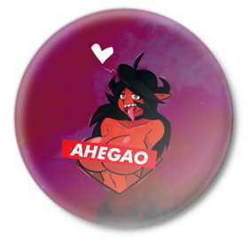 Значок с принтом Demon Ahegao в Курске,  металл | круглая форма, металлическая застежка в виде булавки | ahegao | anime | kawaii | manga | аниме | ахегао | кавай | манга