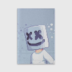 Обложка для паспорта матовая кожа с принтом Marshmello Pixel в Курске, натуральная матовая кожа | размер 19,3 х 13,7 см; прозрачные пластиковые крепления | fortnite | joytime | marshmallow | marshmello | маршмелло | маршмеллоу | фортнайт