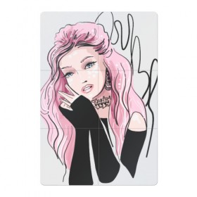 Магнитный плакат 2Х3 с принтом Очаровательная милая девушка с розовыми волосами в Курске, Полимерный материал с магнитным слоем | 6 деталей размером 9*9 см | блестками | волосами | восхитительная | девушка | иллюстрация | красивая | мечтательная | милая | рисунок | розовый | розовыми | руки | украшения | украшениями | фэшн