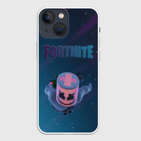 Чехол для iPhone 13 mini с принтом Fortnite x Marshmello (Smail). в Курске,  |  | 3d | fortnite | marshmello | smail | абстракция | дизайн | звезды | игра | искусство | космос | маршмеллоу | надпись | смайл | стиль | текстура | эмблема