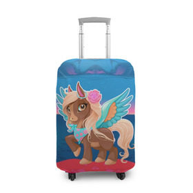 Чехол для чемодана 3D с принтом Милый единорог в Курске, 86% полиэфир, 14% спандекс | двустороннее нанесение принта, прорези для ручек и колес | pony | грива | девочка | единорог | конь | копыта | красивая | лошадка | лошадь | милая | пони | природа закат | радуга