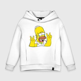 Детское худи Oversize хлопок с принтом Homer Ahegao в Курске, френч-терри — 70% хлопок, 30% полиэстер. Мягкий теплый начес внутри —100% хлопок | боковые карманы, эластичные манжеты и нижняя кромка, капюшон на магнитной кнопке | ahegao | anime | homer | kawaii | manga | simpson | аниме | ахегао | гомер | кавай | манга | симпсон