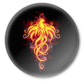 Значок с принтом Огненный Феникс в Курске,  металл | круглая форма, металлическая застежка в виде булавки | огненный феникс