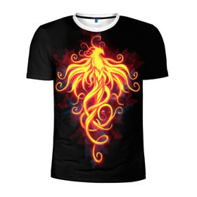 Мужская футболка 3D спортивная с принтом Огненный Феникс в Курске, 100% полиэстер с улучшенными характеристиками | приталенный силуэт, круглая горловина, широкие плечи, сужается к линии бедра | Тематика изображения на принте: огненный феникс