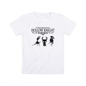 Детская футболка хлопок с принтом HOLLOW KNIGHT в Курске, 100% хлопок | круглый вырез горловины, полуприлегающий силуэт, длина до линии бедер | game | gamer | hollow knight | logo | team cherry | игры | логотип | первонаж | рыцарь