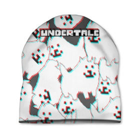 Шапка 3D с принтом Undertale (Надоедливый пёс). в Курске, 100% полиэстер | универсальный размер, печать по всей поверхности изделия | 3d | glitch | pixel | undertale | андертейл | без глаз | глитч | игра | надоедливая собака | надоедливый пес | надпись | пиксель | пикселя | подземная история | текстура