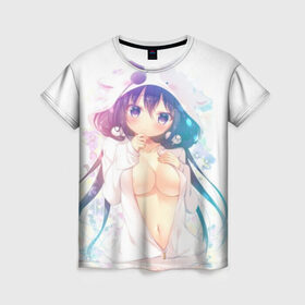Женская футболка 3D с принтом Милый ангел в Курске, 100% полиэфир ( синтетическое хлопкоподобное полотно) | прямой крой, круглый вырез горловины, длина до линии бедер | anime | hot | meme | аниме | бикини | девушка | иероглиф | манга | стиль | фентези | япония