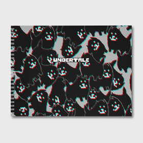 Альбом для рисования с принтом Undertale (Надоедливый пёс) в Курске, 100% бумага
 | матовая бумага, плотность 200 мг. | Тематика изображения на принте: 3d | glitch | pixel | undertale | андертейл | без глаз | глитч | игра | надоедливая собака | надоедливый пес | надпись | пиксель | пикселя | подземная история | текстура