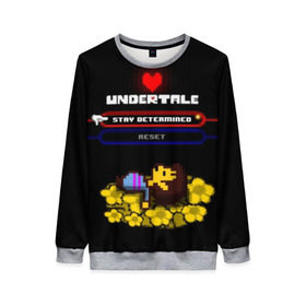 Женский свитшот 3D с принтом Undertale. в Курске, 100% полиэстер с мягким внутренним слоем | круглый вырез горловины, мягкая резинка на манжетах и поясе, свободная посадка по фигуре | 3d | pixel | undertale | абстракция | андертейл | геометрия | игра | надпись | пиксель | пикселя | подземная история | сердце | текстура