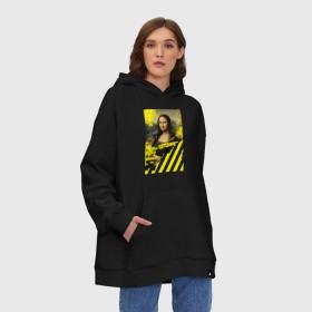 Худи SuperOversize хлопок с принтом mona lisa в Курске, 70% хлопок, 30% полиэстер, мягкий начес внутри | карман-кенгуру, эластичная резинка на манжетах и по нижней кромке, двухслойный капюшон
 | impressionism off white | mona lisa | off white | off white купить | off white мужской | off white цена