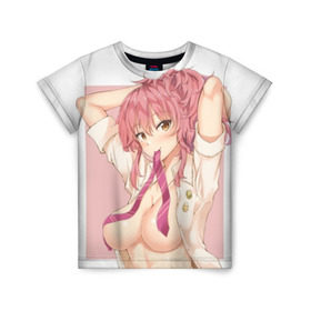 Детская футболка 3D с принтом Hentai by Magifuro Konnyaku в Курске, 100% гипоаллергенный полиэфир | прямой крой, круглый вырез горловины, длина до линии бедер, чуть спущенное плечо, ткань немного тянется | anime | hot | meme | аниме | бикини | галстук | девушка | иероглиф | манга | стиль | фентези | формы | япония