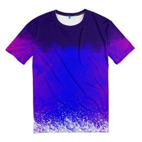 Мужская футболка 3D с принтом фиолетовые разводы в Курске, 100% полиэфир | прямой крой, круглый вырез горловины, длина до линии бедер | 