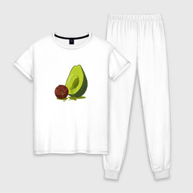 Женская пижама хлопок с принтом Avocado R.I.P. в Курске, 100% хлопок | брюки и футболка прямого кроя, без карманов, на брюках мягкая резинка на поясе и по низу штанин | авокадо | арт | веган | вегетарианец | вкусняшка | еда | жиры | зеленый | зож | косточка | милый | овощи | пп | фрукты | юмор