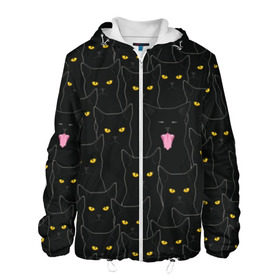 Мужская куртка 3D с принтом Чёрные коты в Курске, ткань верха — 100% полиэстер, подклад — флис | прямой крой, подол и капюшон оформлены резинкой с фиксаторами, два кармана без застежек по бокам, один большой потайной карман на груди. Карман на груди застегивается на липучку | Тематика изображения на принте: black | cat | eyes | halloween | kitten | look | magic | muzzle | mysticism | witch | witchcraft | yellow | ведьма | взгляд | глаза | желтый | колдовство | кот | котёнок | котик | кошачья | магия | мистика | хэллоуин | черный