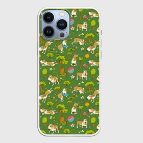 Чехол для iPhone 13 Pro Max с принтом Забавные собаки в Курске,  |  | animal | dog | fauna | flora | funny | game | green | pet | puppy | smile | trees | деревья | животное | забавный | зеленый | игра | пёс | питомец | прикольный | псина | собака | улыбка | фауна | флора | щенок