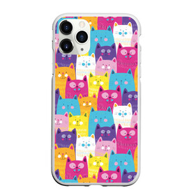 Чехол для iPhone 11 Pro матовый с принтом Разноцветные котики в Курске, Силикон |  | blue | cat | colorful | cool | cute | funny | kitten | orange | paws | pink | purple | smile | tail | torso | white | yellow | белый | желтый | забавный | кот | котёнок | котик | котэ | кошка | лапы | милый | оранжевый | прикольный | разноцветны