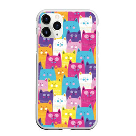 Чехол для iPhone 11 Pro Max матовый с принтом Разноцветные котики в Курске, Силикон |  | blue | cat | colorful | cool | cute | funny | kitten | orange | paws | pink | purple | smile | tail | torso | white | yellow | белый | желтый | забавный | кот | котёнок | котик | котэ | кошка | лапы | милый | оранжевый | прикольный | разноцветны