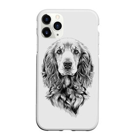 Чехол для iPhone 11 Pro Max матовый с принтом Кокер спаниель в Курске, Силикон |  | animal | black | breed | cocker spaniel | cool | dog | eyes | interesting | look | muzzle | white | wool | белый | взгляд | глаза | животное | интересный | кокер спаниель | пёс | порода | прикольный | псина | собака | собакен | черный | шерсть