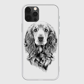 Чехол для iPhone 12 Pro Max с принтом Кокер спаниель в Курске, Силикон |  | Тематика изображения на принте: animal | black | breed | cocker spaniel | cool | dog | eyes | interesting | look | muzzle | white | wool | белый | взгляд | глаза | животное | интересный | кокер спаниель | пёс | порода | прикольный | псина | собака | собакен | черный | шерсть