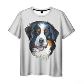 Мужская футболка 3D с принтом Бернский зенненхунд в Курске, 100% полиэфир | прямой крой, круглый вырез горловины, длина до линии бедер | Тематика изображения на принте: animal | bernese mountain dog | black | breed | dog | muzzle | red | white | белый | бернский зенненхунд | животное | пёс | порода | рыжий | собака | черный