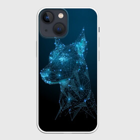 Чехол для iPhone 13 mini с принтом Доберман в Курске,  |  | animal | blue | breed | doberman | dog | geometric | pattern | service | space | stars | геометрический | доберман | животное | звёзды | космос | порода | рисунок | синий | служебный | собака