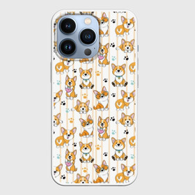 Чехол для iPhone 13 Pro с принтом Вельш корги пемброк в Курске,  |  | animal | attractive face | breed | childish | cool | corgi | cute | dog | drawing | funny | paws | red | traces | white | yellow | белый | детский | желтый | животное | забавный | корги | круто | лапы | милый | пёс | порода | рисунок | рыжий | 