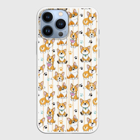 Чехол для iPhone 13 Pro Max с принтом Вельш корги пемброк в Курске,  |  | animal | attractive face | breed | childish | cool | corgi | cute | dog | drawing | funny | paws | red | traces | white | yellow | белый | детский | желтый | животное | забавный | корги | круто | лапы | милый | пёс | порода | рисунок | рыжий | 