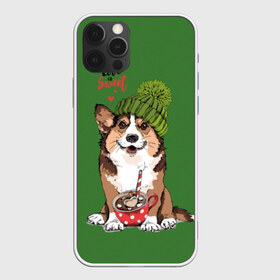 Чехол для iPhone 12 Pro Max с принтом Love is sweet в Курске, Силикон |  | animal | breed | brown | corgi | cute | dog | funny | green | hat | heart | slogan | text | white | белый | животное | забавный | зеленый | корги | коричневый | милый | пёс | порода | сердце | слоган | собака | текст | шапка