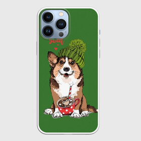 Чехол для iPhone 13 Pro Max с принтом Love is sweet в Курске,  |  | animal | breed | brown | corgi | cute | dog | funny | green | hat | heart | slogan | text | white | белый | животное | забавный | зеленый | корги | коричневый | милый | пёс | порода | сердце | слоган | собака | текст | шапка