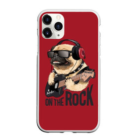 Чехол для iPhone 11 Pro матовый с принтом On the rock в Курске, Силикон |  | animal | black | breed | cool | dog | guitar | headphones | motto | music | pug | red | rock | rock star | slogan | text | гитара | девиз | животное | красный | крутой | мопс | музыка | наушники | очки | порода | рок | рок звезда | слоган | соба