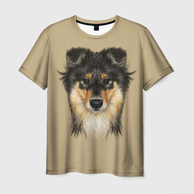 Мужская футболка 3D с принтом Sheltie в Курске, 100% полиэфир | прямой крой, круглый вырез горловины, длина до линии бедер | animal | black | breed | brown | cute | dog | drawing | eyes | kind | look | muzzle | portrait | red | взгляд | глаза | добрый | животное | коричневый | милый | пёс | порода | портрет | рисунок | рыжий | собака | черный | шелти