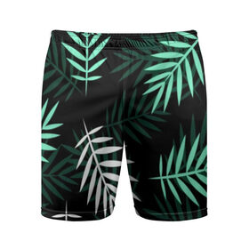 Мужские шорты 3D спортивные с принтом Листья пальмы. в Курске,  |  | 3d | green | leaves | magic | pattern | tekstura | white | белые | зеленые | листья | текстура | узор