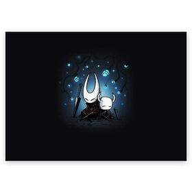 Поздравительная открытка с принтом Hollow Knight в Курске, 100% бумага | плотность бумаги 280 г/м2, матовая, на обратной стороне линовка и место для марки
 | hollow knight | детская | для детей | игра | компьютерная игра | королевство | рыцарь | темный рыцарь | холлов кнайт | экшен