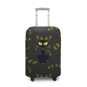 Чехол для чемодана 3D с принтом Смотрящий кот в Курске, 86% полиэфир, 14% спандекс | двустороннее нанесение принта, прорези для ручек и колес | 3d | абстракция | анимация | глаза | желтые | смотрящий  кот | черный