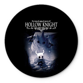 Коврик для мышки круглый с принтом Hollow Knight в Курске, резина и полиэстер | круглая форма, изображение наносится на всю лицевую часть | hallownest | hollow knight | the knight | игры | компьютерная игра | реймер | рыцарь