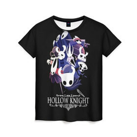 Женская футболка 3D с принтом Hollow Knight в Курске, 100% полиэфир ( синтетическое хлопкоподобное полотно) | прямой крой, круглый вырез горловины, длина до линии бедер | hallownest | hollow knight | the knight | игры | компьютерная игра | реймер | рыцарь