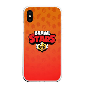 Чехол для iPhone XS Max матовый с принтом Brawl Stars в Курске, Силикон | Область печати: задняя сторона чехла, без боковых панелей | 3d | brawl stars | moba | pattern | red | абстракция | бравл старс | геометрия | жанр | игра | красный | лого | логотип | надпись | паттерн | текстура