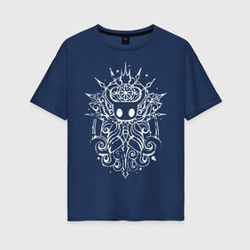 Женская футболка хлопок Oversize с принтом Hollow Knight в Курске, 100% хлопок | свободный крой, круглый ворот, спущенный рукав, длина до линии бедер
 | hallownest | hollow knight | the knight | игры | компьютерная игра | реймер | рыцарь
