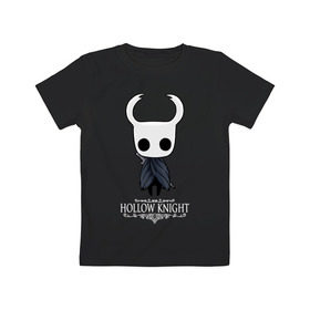 Детская футболка хлопок с принтом Hollow Knight в Курске, 100% хлопок | круглый вырез горловины, полуприлегающий силуэт, длина до линии бедер | hallownest | hollow knight | the knight | игры | компьютерная игра | реймер | рыцарь