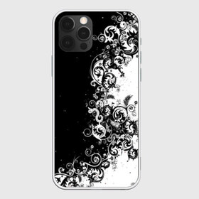 Чехол для iPhone 12 Pro Max с принтом Черно-белый узор в Курске, Силикон |  | 3d | bkack whate | листья | текстура | узор | черно белое