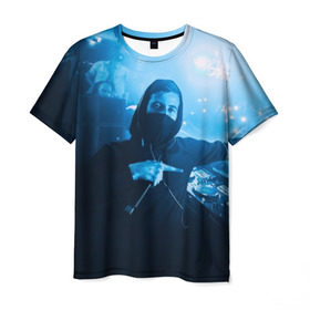 Мужская футболка 3D с принтом ALAN WALKER в Курске, 100% полиэфир | прямой крой, круглый вырез горловины, длина до линии бедер | alan walker | aw | electro | electro music | music | алан уокер | музыка | музыкант | электро | электронная музыка